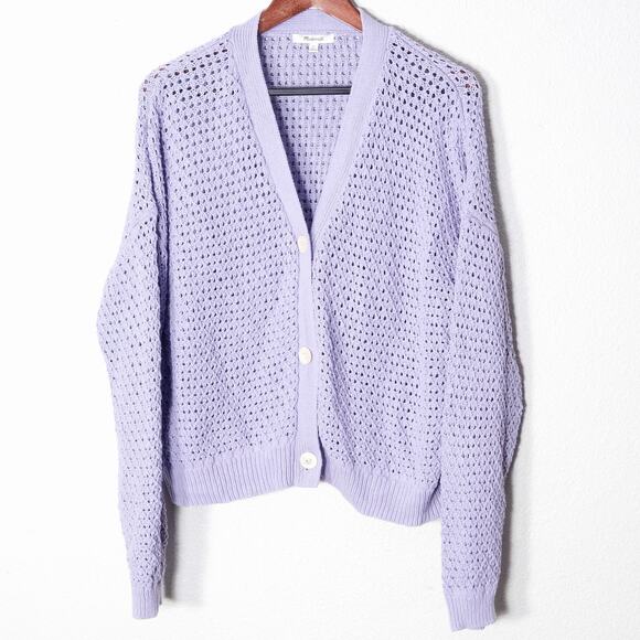 Madewell Sweaters - Madewell Textured Knit Cardigan Lilac Size XL Cozycore Clean Girl Soft Minimal